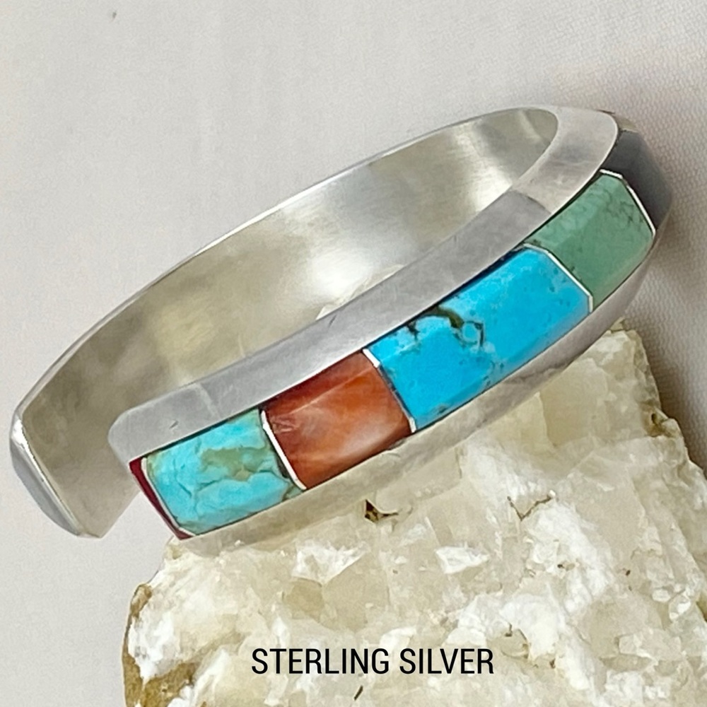 Signed-Cecil Henry Navajo Multistone Sterling Sil… - image 5